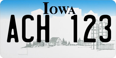 IA license plate ACH123