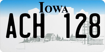 IA license plate ACH128