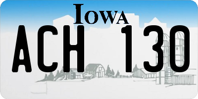 IA license plate ACH130