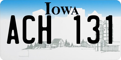 IA license plate ACH131