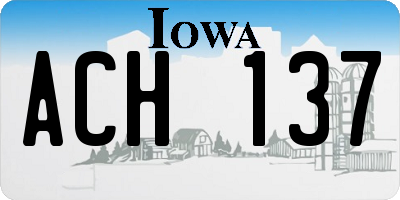 IA license plate ACH137