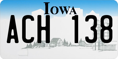 IA license plate ACH138