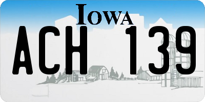 IA license plate ACH139
