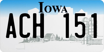 IA license plate ACH151