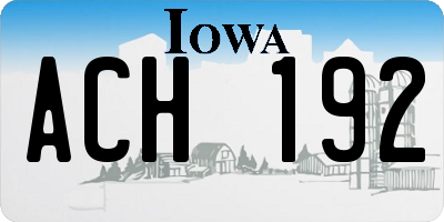 IA license plate ACH192