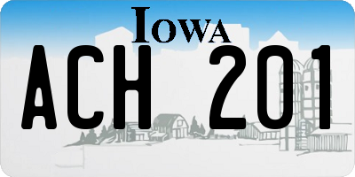 IA license plate ACH201
