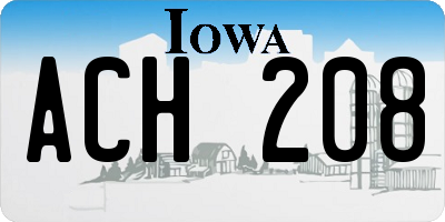 IA license plate ACH208