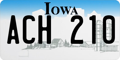 IA license plate ACH210