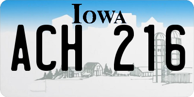 IA license plate ACH216