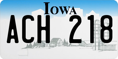 IA license plate ACH218