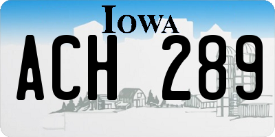 IA license plate ACH289