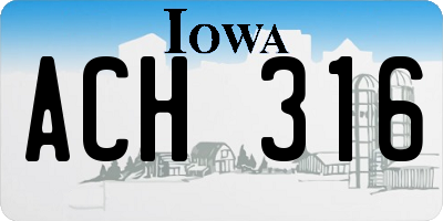 IA license plate ACH316