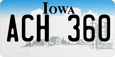 IA license plate ACH360