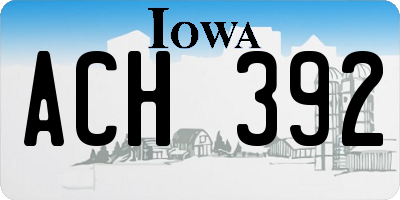 IA license plate ACH392