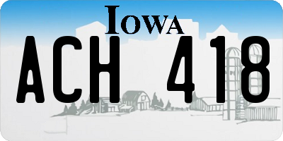 IA license plate ACH418