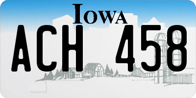 IA license plate ACH458