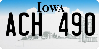 IA license plate ACH490