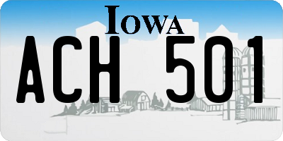 IA license plate ACH501