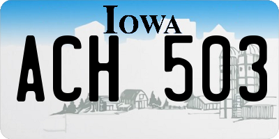 IA license plate ACH503