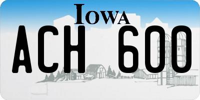 IA license plate ACH600