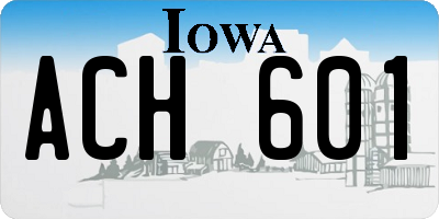 IA license plate ACH601