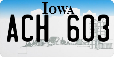IA license plate ACH603
