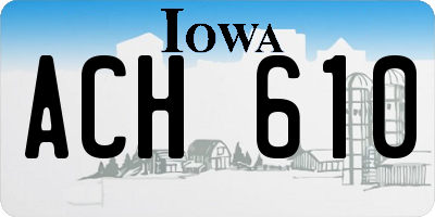 IA license plate ACH610