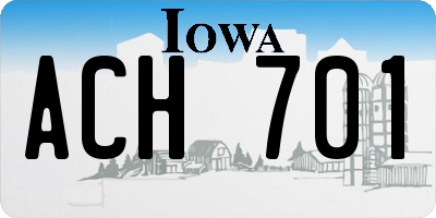 IA license plate ACH701