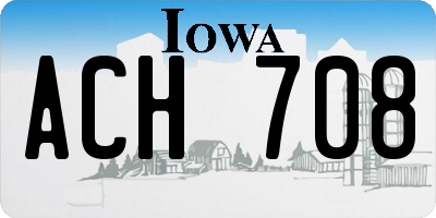 IA license plate ACH708