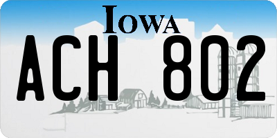 IA license plate ACH802