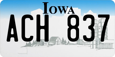IA license plate ACH837