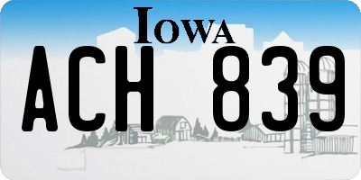 IA license plate ACH839