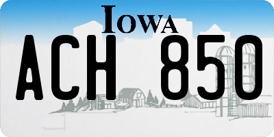 IA license plate ACH850