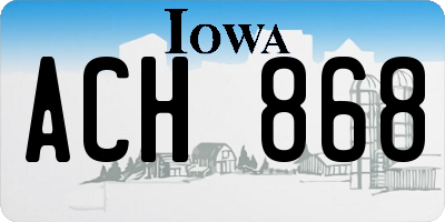 IA license plate ACH868