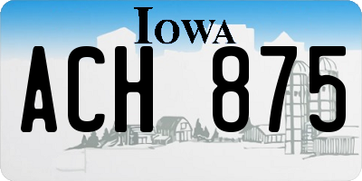 IA license plate ACH875