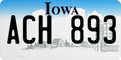 IA license plate ACH893