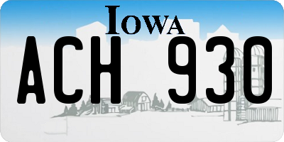 IA license plate ACH930