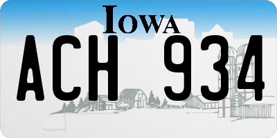IA license plate ACH934