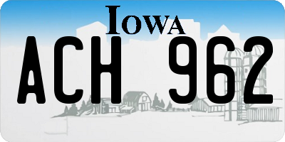 IA license plate ACH962