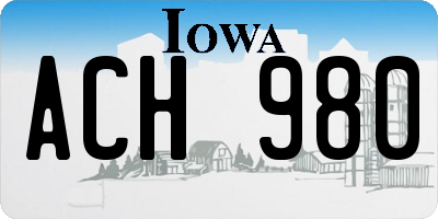 IA license plate ACH980