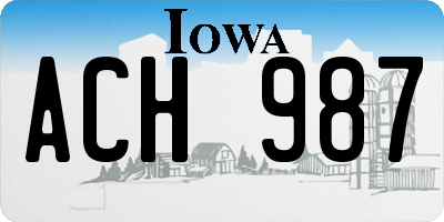 IA license plate ACH987