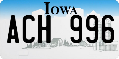 IA license plate ACH996
