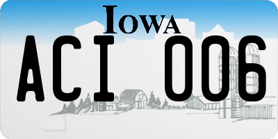 IA license plate ACI006