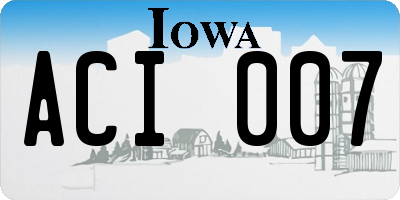 IA license plate ACI007