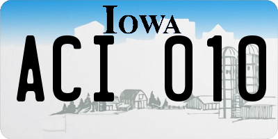 IA license plate ACI010
