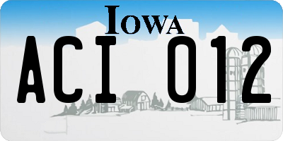 IA license plate ACI012