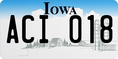 IA license plate ACI018