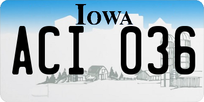 IA license plate ACI036