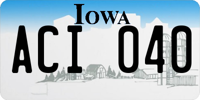 IA license plate ACI040