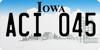 IA license plate ACI045